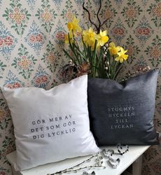 Kuddfodral "stugmys - nyckeln till lyckan"