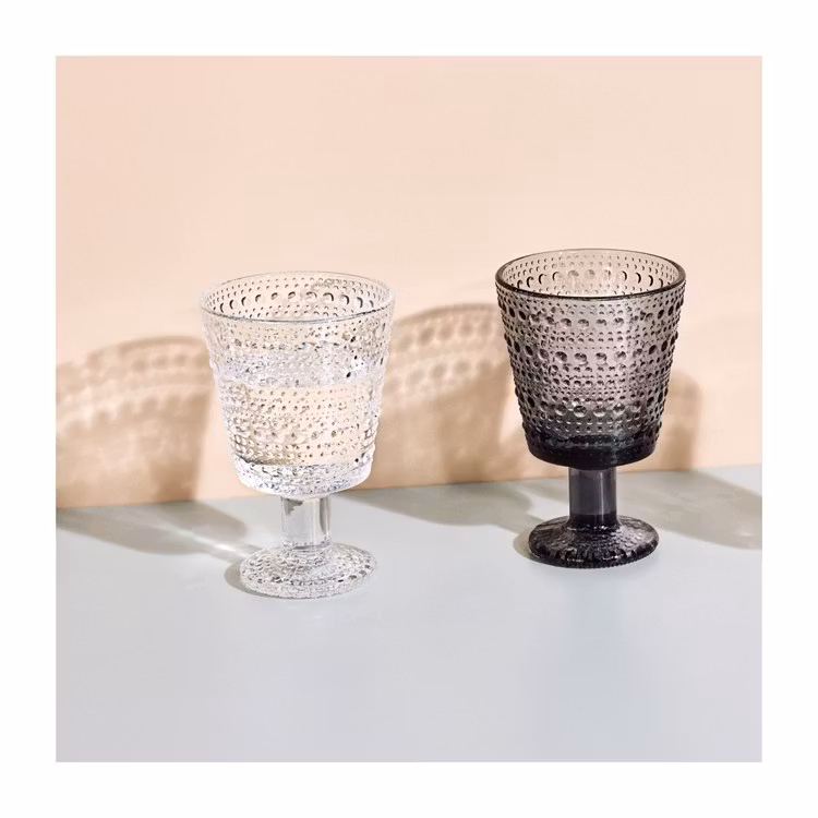 Glas Kastehelmi på fot 26 cm 2-pack klar