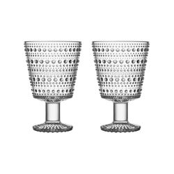 Glas Kastehelmi på fot 26 cm 2-pack klar