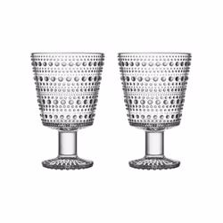 Glas Kastehelmi på fot 26 cm 2-pack klar