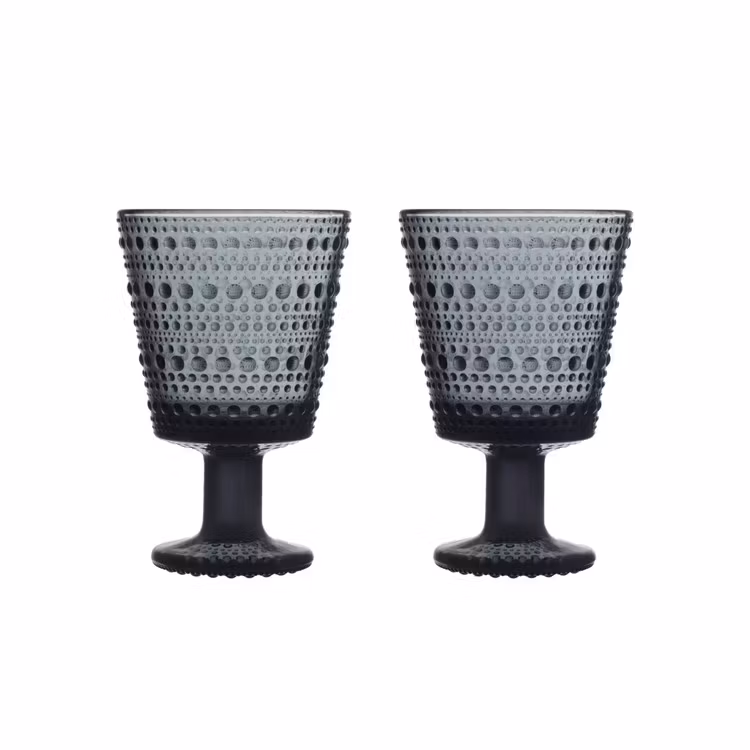 Glas Kastehelmi på fot 26 cm 2-pack mörk grå