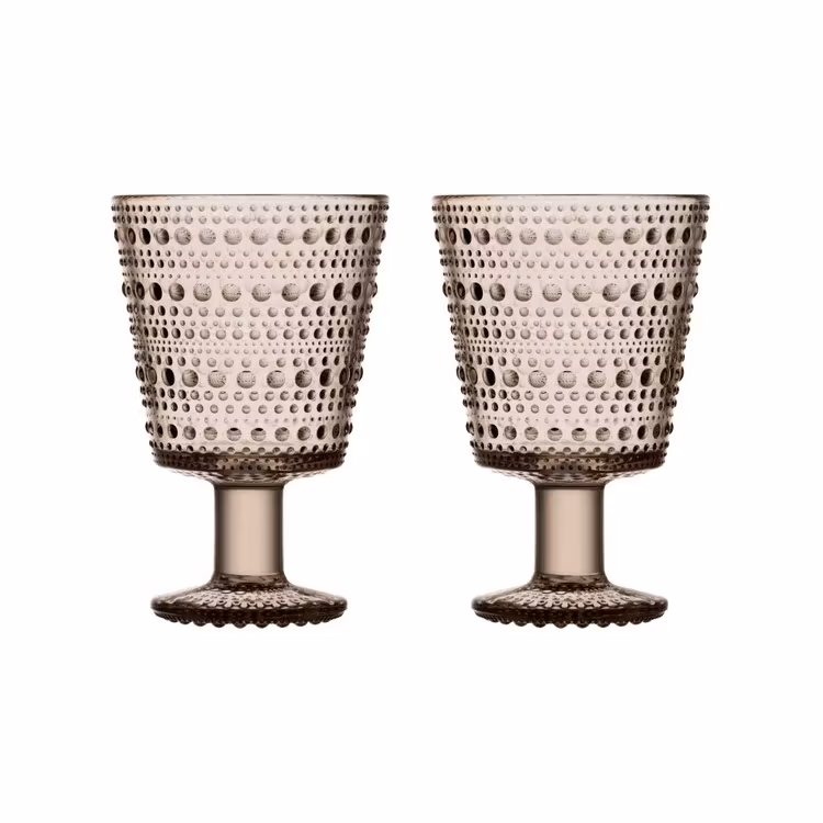 Glas Kastehelmi på fot 26 cm 2-pack linne
