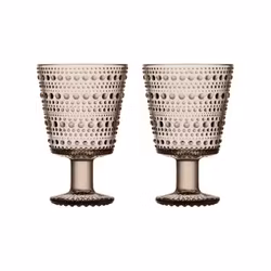 Glas Kastehelmi på fot 26 cm 2-pack linne