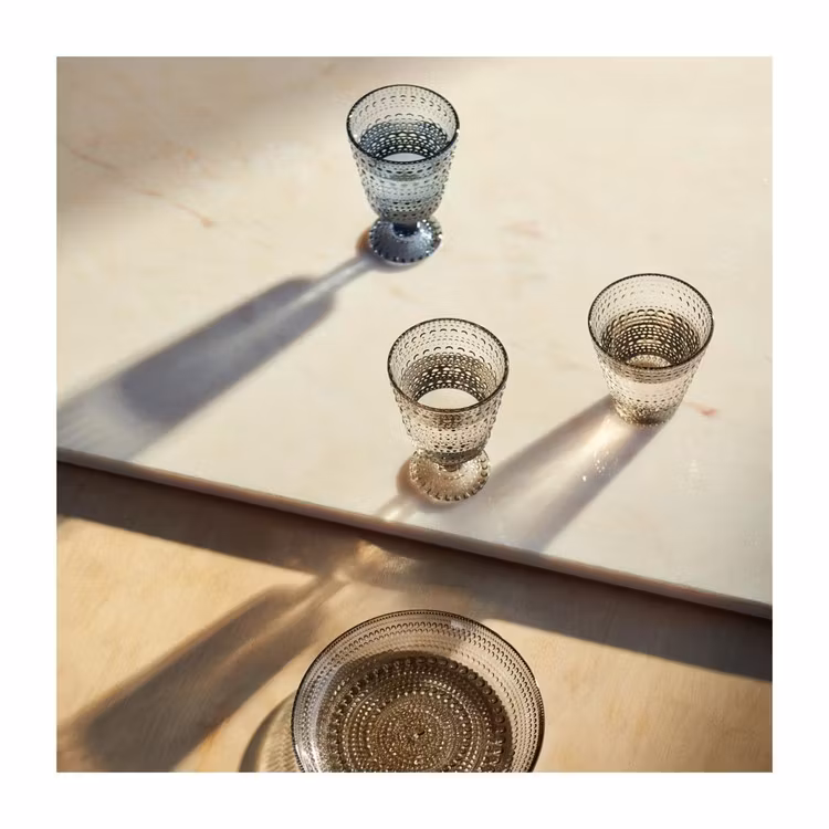 Glas Kastehelmi på fot 26 cm 2-pack linne