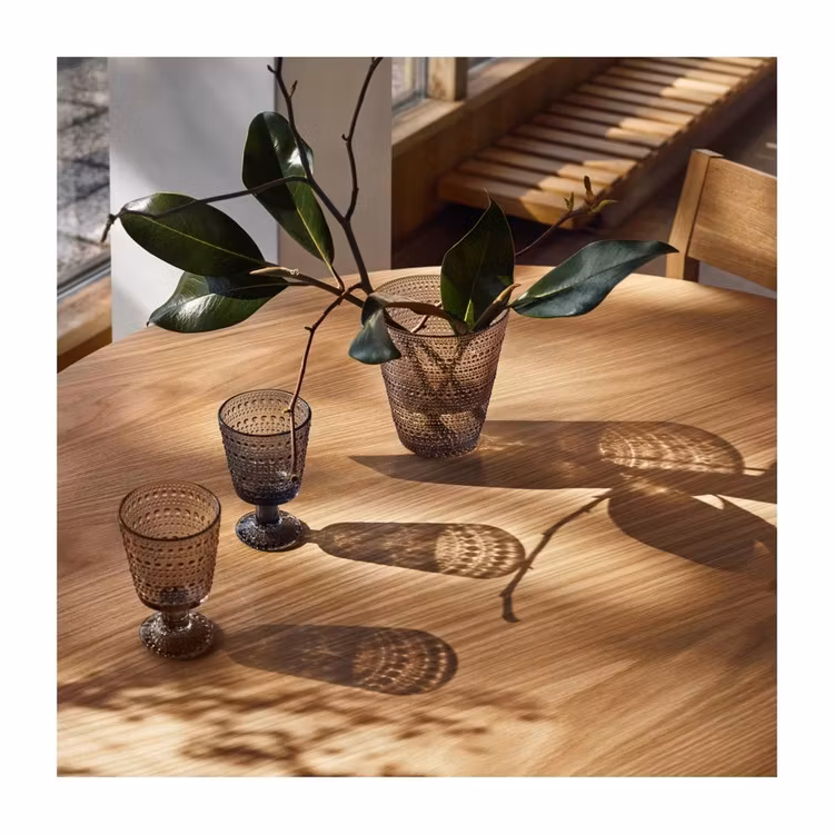 Glas Kastehelmi på fot 26 cm 2-pack linne