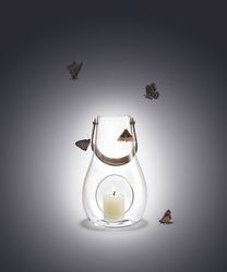 Ljuslykta design white light 25 cm