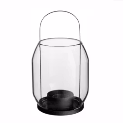 Lykta för värmeljus h22 svart