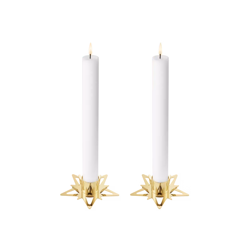 Julljusstake guldpläterad 2-pack