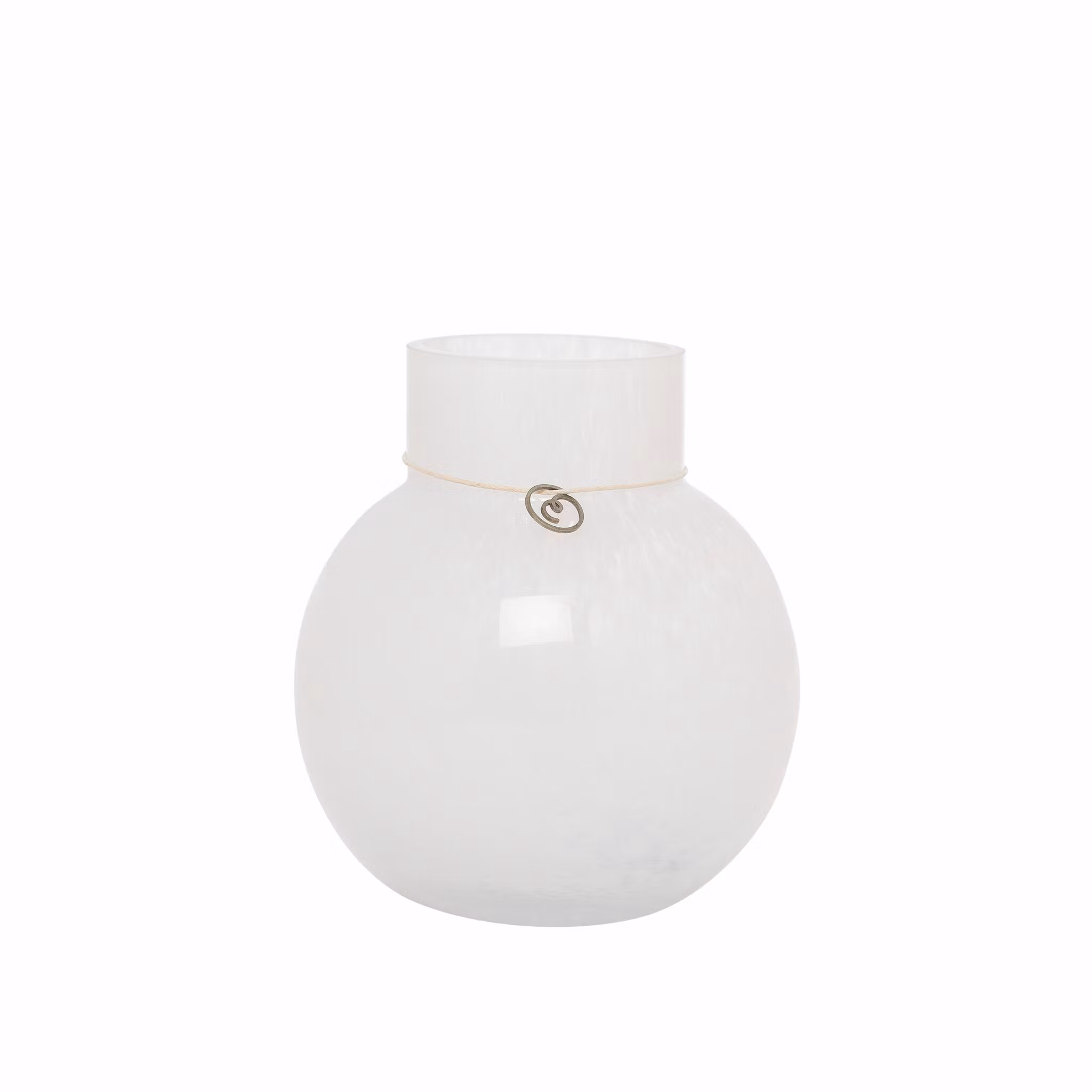 Glasvas rund vit 14 cm