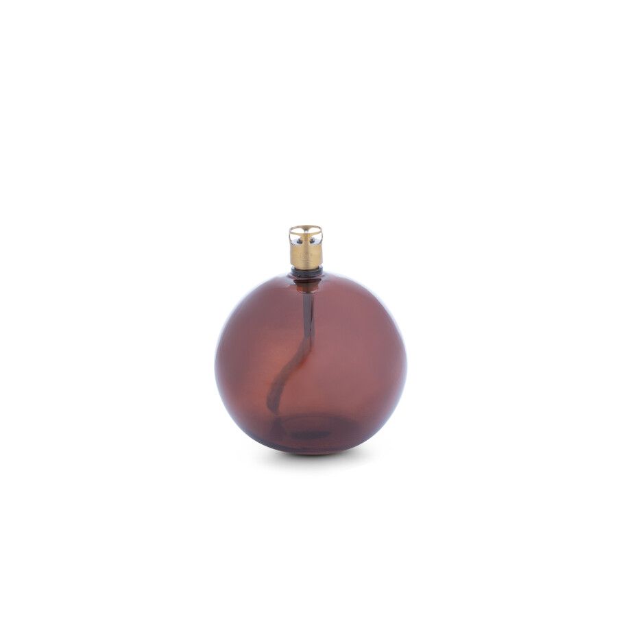 Oljelampa glas rund brun 9 cm