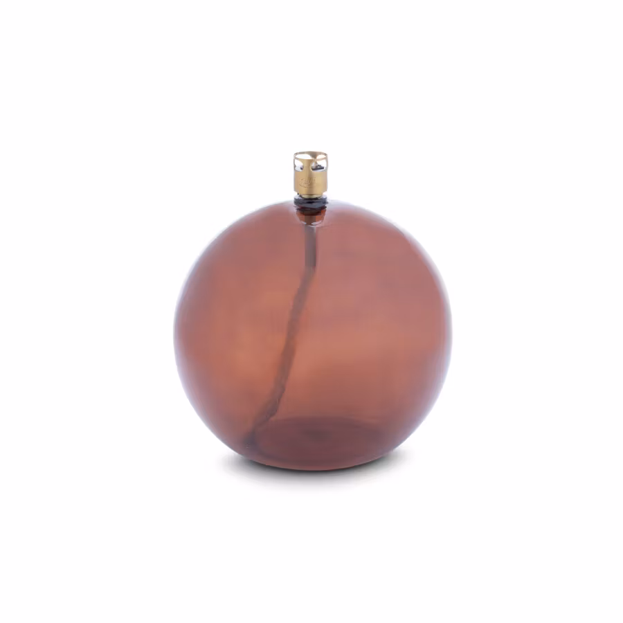 Oljelampa glas rund brun 13 cm