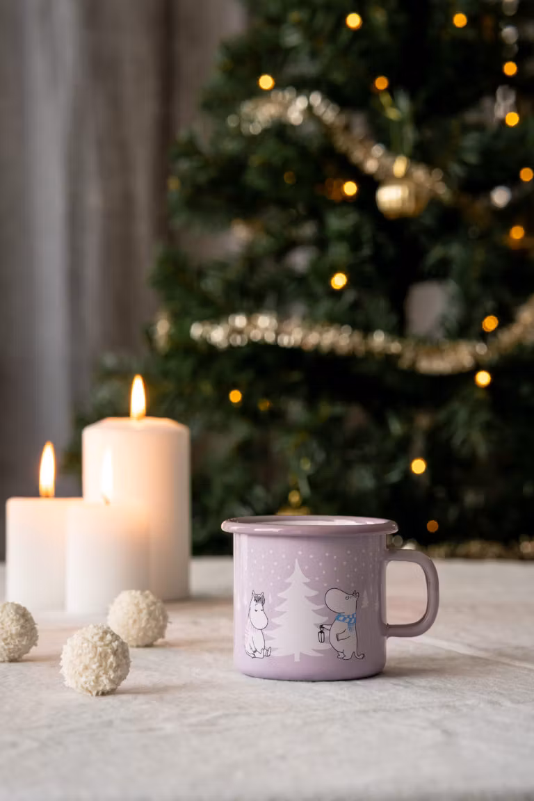 Mugg emaljerad "snowfall" 2,5 dl