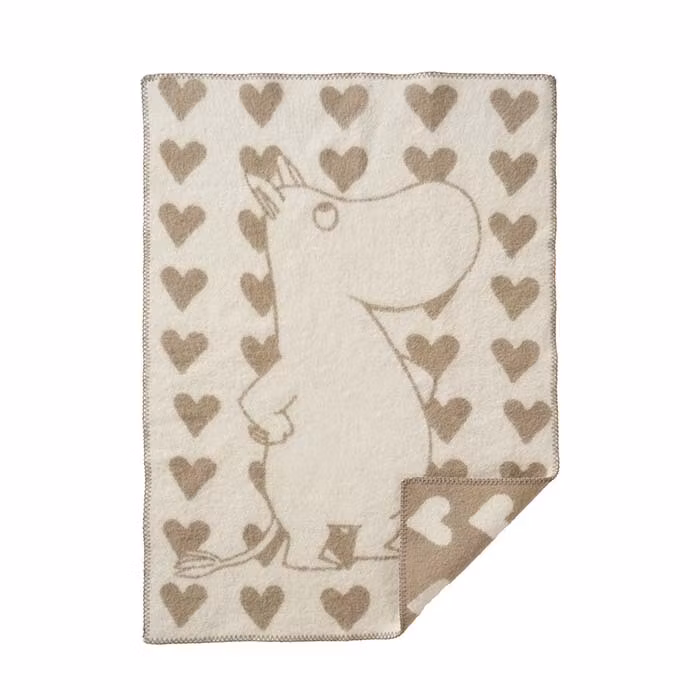 Barnfilt Moomin heart taupe