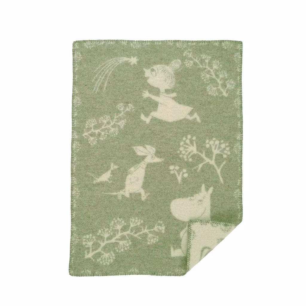 Barnfilt Moomin winterland frostgrön