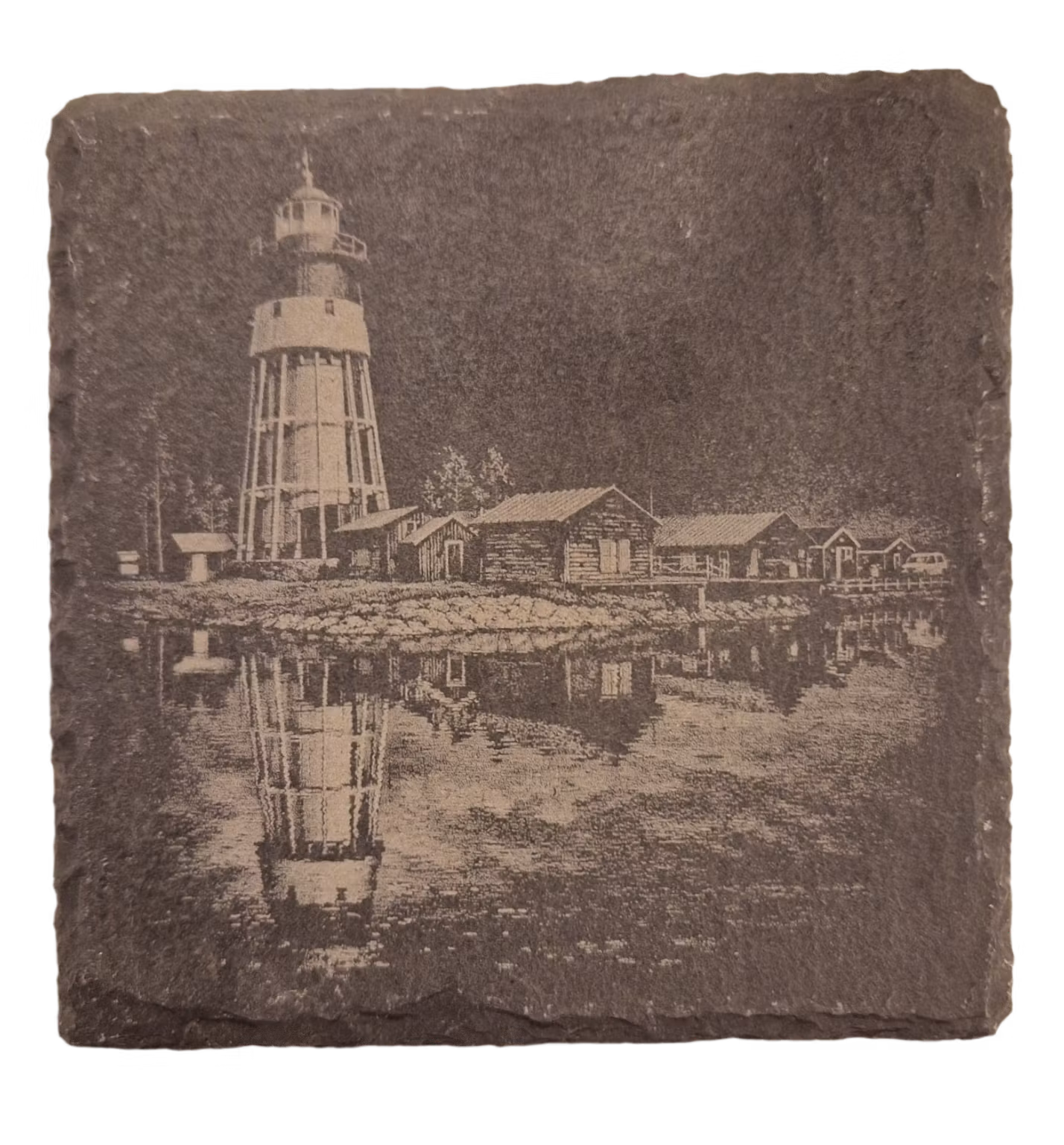 Glasunderlägg Skiffer Piteå Skags fyr