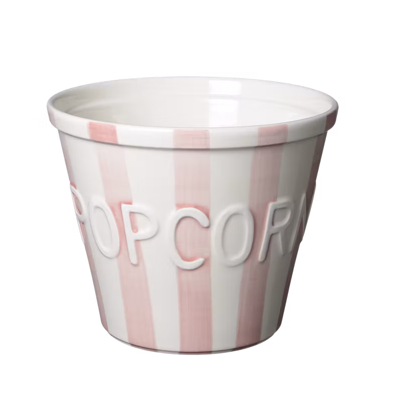 Popcornskål rosa randig