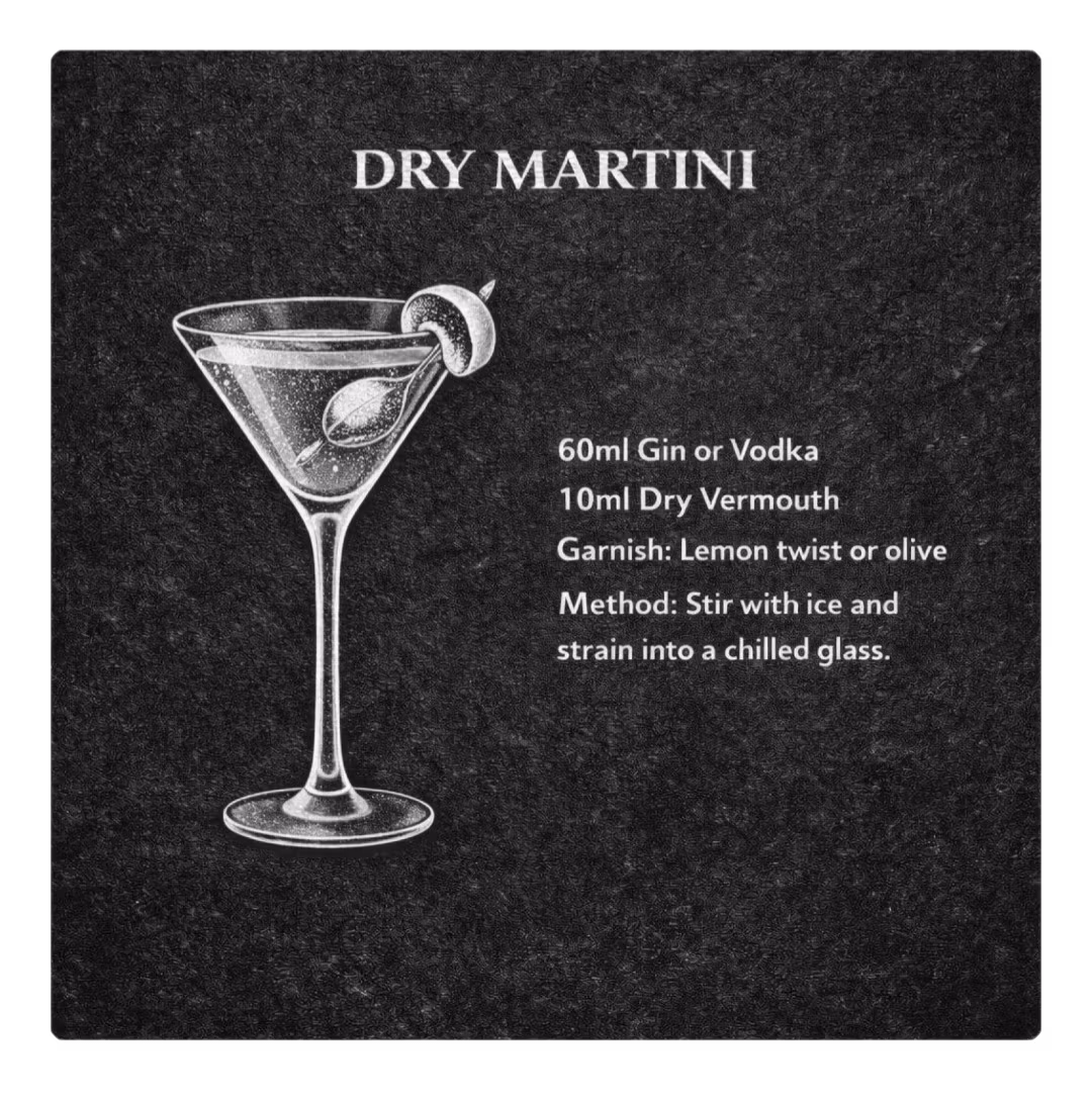 Glasunderlägg Skiffer Dry Martini