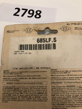 Honda CBR1000F 93-> SBS Bromsbelägg Bak (685LF Rear)