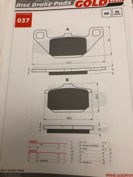 Kawasaki GPZ400/550/600/750/900/ 1100 VN700/750/1500 mfl GoldFren Bromsbelägg (037AD)