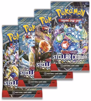 [FORHÅNDSBESTILLING] – Pokémon SV07: Stellar Crown – Booster Pack Artwork Set (4 Pakker)