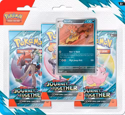 [FORHÅNDSBESTILLING] – Pokémon TCG: Journey Together – 3-Pack Blister: Scrafty Promo