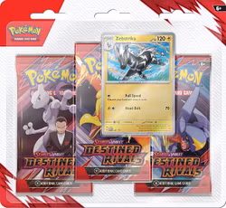 [FORHÅNDSBESTILLING] – Pokémon TCG: Destined Rivals – 3-Pack Blister: Zebstrika Promo