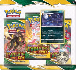 [EKSTREMT SJELDEN] – Pokémon TCG: Evolving Skies – 3-Pack Blister (Umbreon Promo)