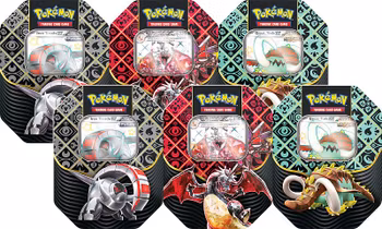 ​[BESTILLINGSVARE] – Pokémon TCG: Paldean Fates – Collector's Tin Display (6 bokser)