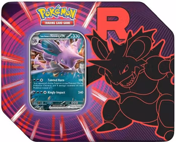 ​[BESTILLINGSVARE] – Pokémon TCG: Team Rocket Collector's Tin – Nidoking ex (USA Version)