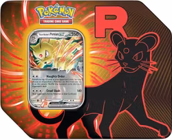 [FORHÅNDSBESTILLING] – Pokémon TCG: Team Rocket Collector's Tin – Persian ex (USA Version)