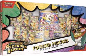 [BESTILLINGSVARE] – Pokémon TCG: Mega Evolution: Ascended Heroes – Focused Fighters Premium Poster Collection (14 Boosters)