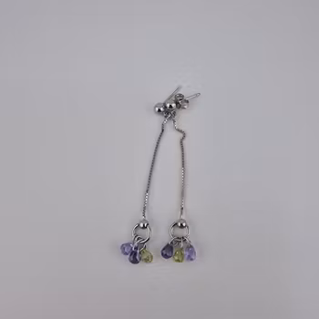 Långa örhänge med stenar Silver Smycken 6.0 cm