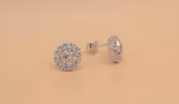 Runda örhänge med zirgon Silver Smycken 1.0 x 1.0 cm