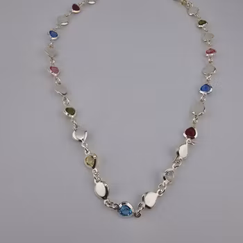 Månadssten kedja Halsband Silver Smycken 38.0 cm