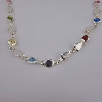 Månadssten kedja Halsband Silver Smycken 38.0 cm