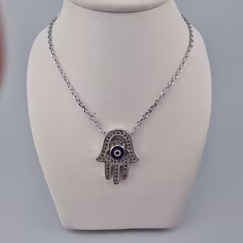 Öga hand halsband Silver Smycken 35.0 cm