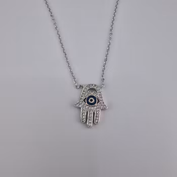 Öga hand halsband Silver Smycken 35.0 cm