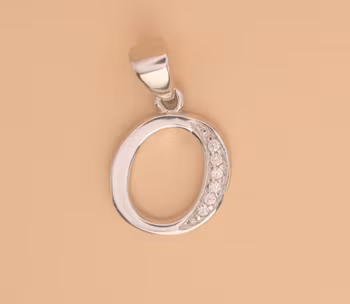 Bokstav hänge O med zirgon Berlock Silver Smycken