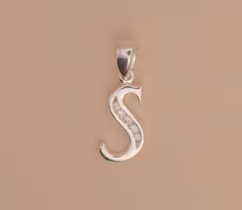 Bokstav hänge S med zirgon Berlock Silver Smycken