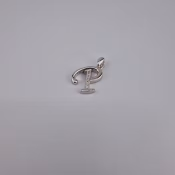 Bokstav hänge P med zirgon Berlock Silver Smycken