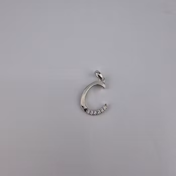 Bokstav hänge C med zirgon Berlock Silver Smycken