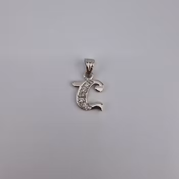 Bokstav hänge C med zirgon Berlock Silver Smycken