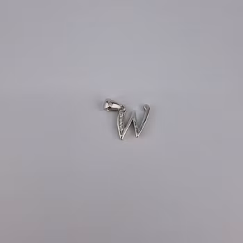 Bokstav hänge W med zirgon Berlock Silver Smycken