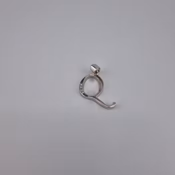 Bokstav Hänge Q med zirgon Berlock Silver Smycken