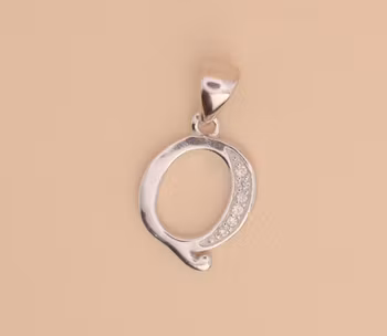 Bokstav hänge Q med zirgon Berlock Silver Smycken