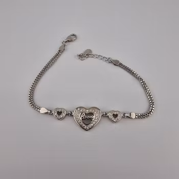 Hjärtformad armband Silver Smycken 17.0 cm