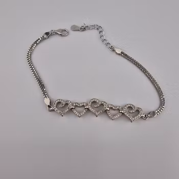 Hjärtformad armband Silver Smycken 22.0 cm