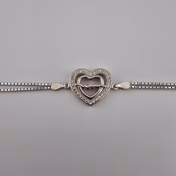 Hjärtformad armband Silver Smycken 21.0 cm