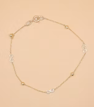 Armband med evigt och kulor Guld 17.0 cm
