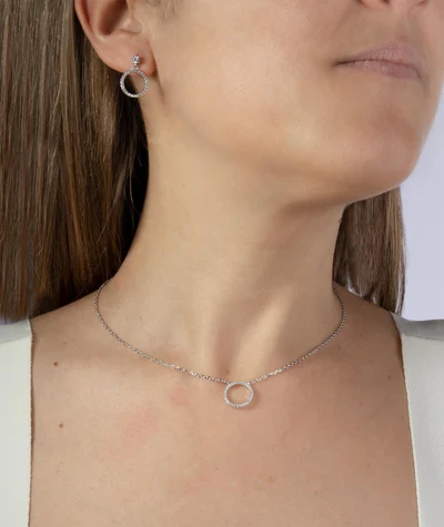 Vidal&Vidal Silver Set Halsband&örhänge med kubiskzirkon Vidal & Vidal Varumärke